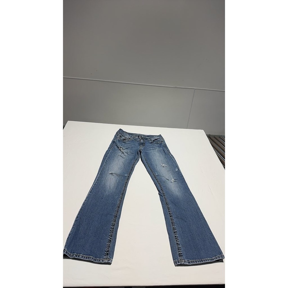 Vanity Premium Collection Distressed Bootcut Jeans Womens 28W/33L Medium Blue
